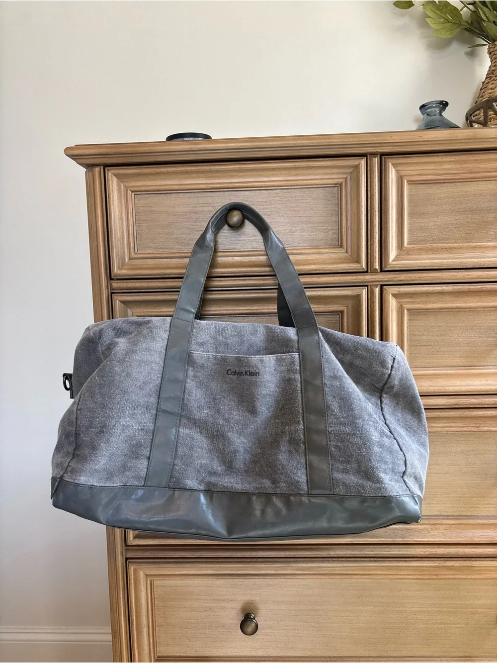 Calvin Klein gray duffel bag very spacious can hold a lot